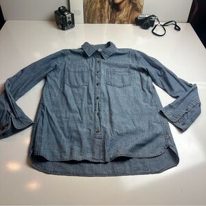 Carhartt Women’s Blue Cotton Button-Up Shirt Workwear Classic Size L